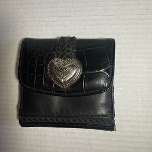 Brighton Black Wallet with Silver Heart Accent
